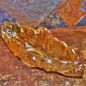 Beautiful 60's VNT Marigold Carnival Glass Gondola